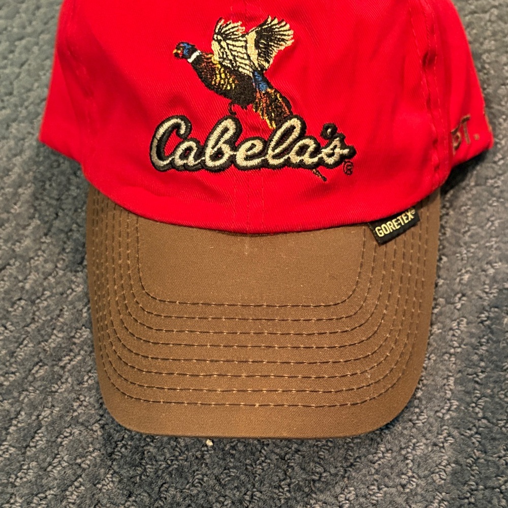 Cabela's Red Crown Brown Bill Embroidered Pheasant Hat